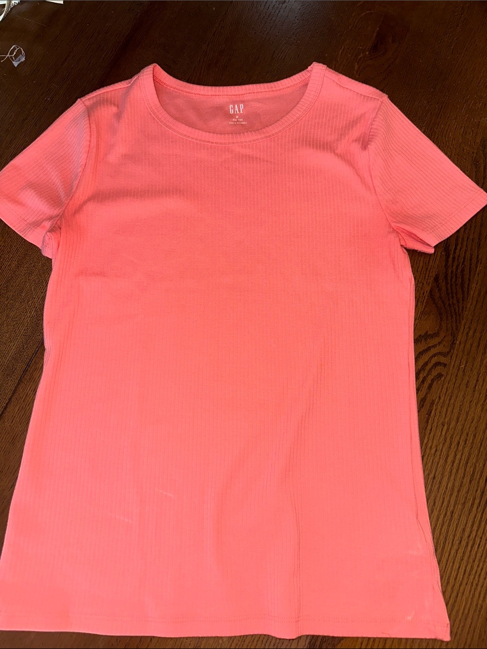 GAP Short-Sleeve Ribbed Tees - Coral & Sage size medium - Picture 5 of 8